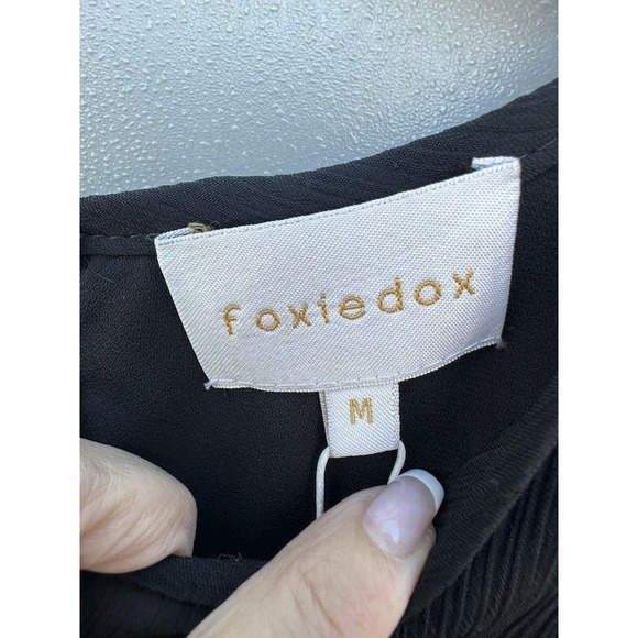 Anthropologie Foxiedox black peacock 3D Appliqués Illusion Sheer Neck dress Sz M - Picture 15 of 16